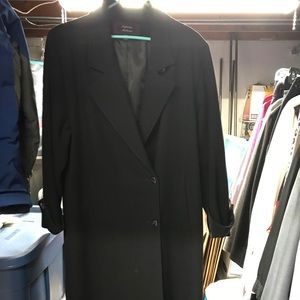 Ankle length 48” long black 2 button wool coat